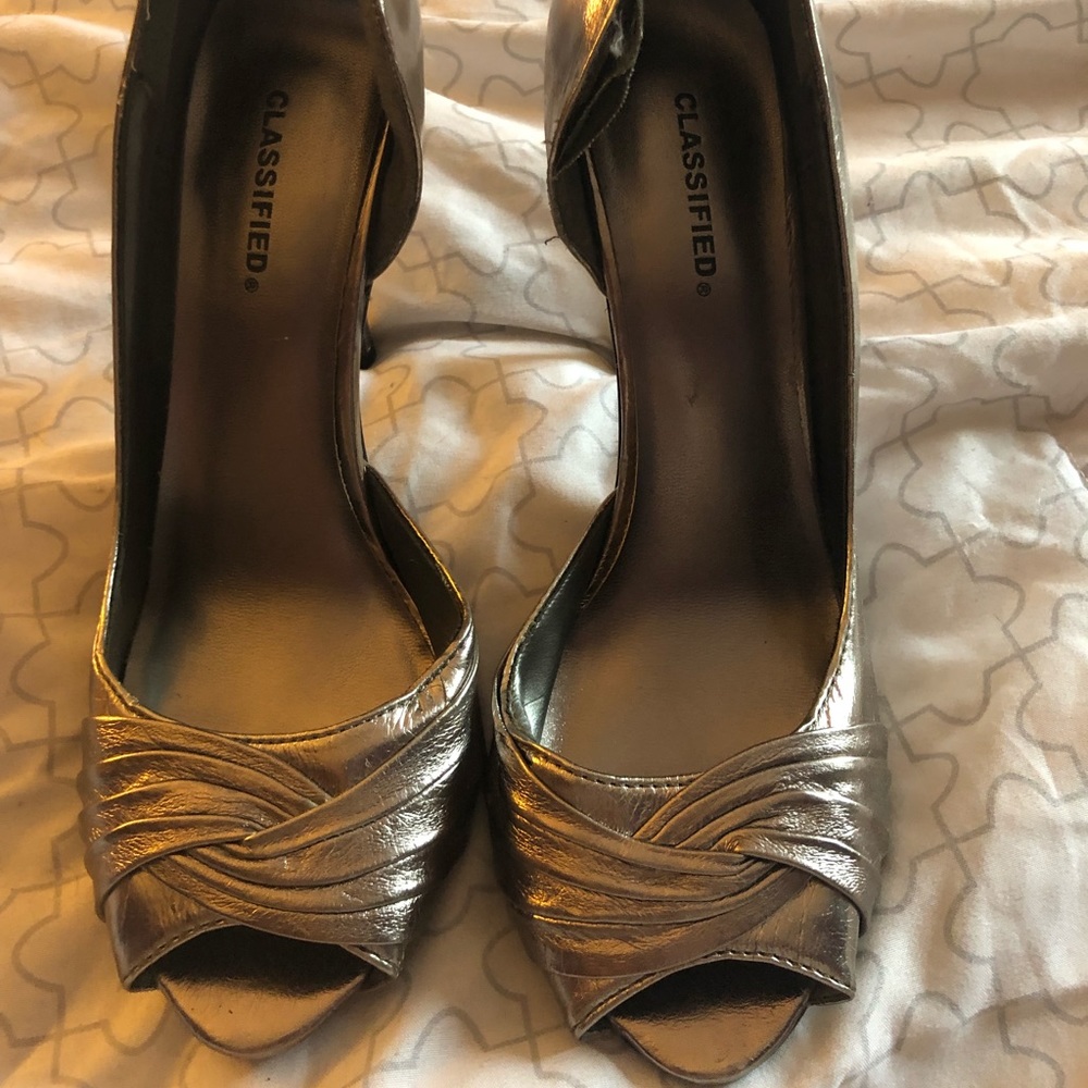 Pewter high heels